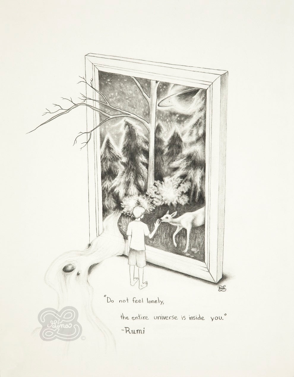 "Do Not Feel Lonely" Original Graphite Drawing