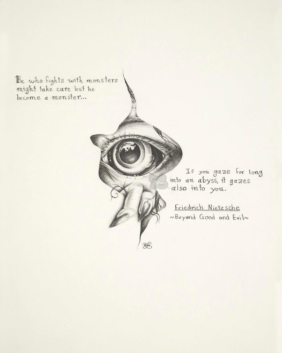 "Lest He Become A Monster" Original Graphite Drawing